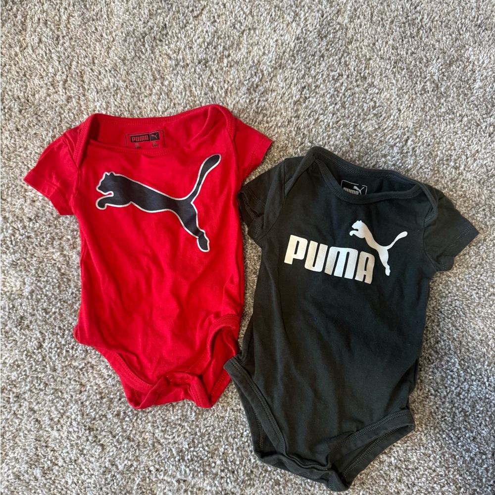Puma Infant Bodysuit Set - Red and Gray